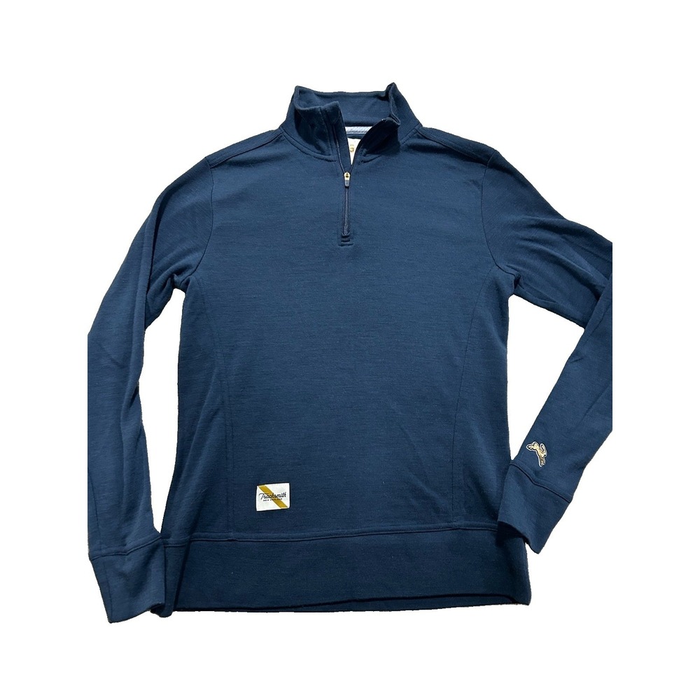 Tracksmith Women's S Downeaster Navy Blue Merino Wool Quarter Zip Mid Layer